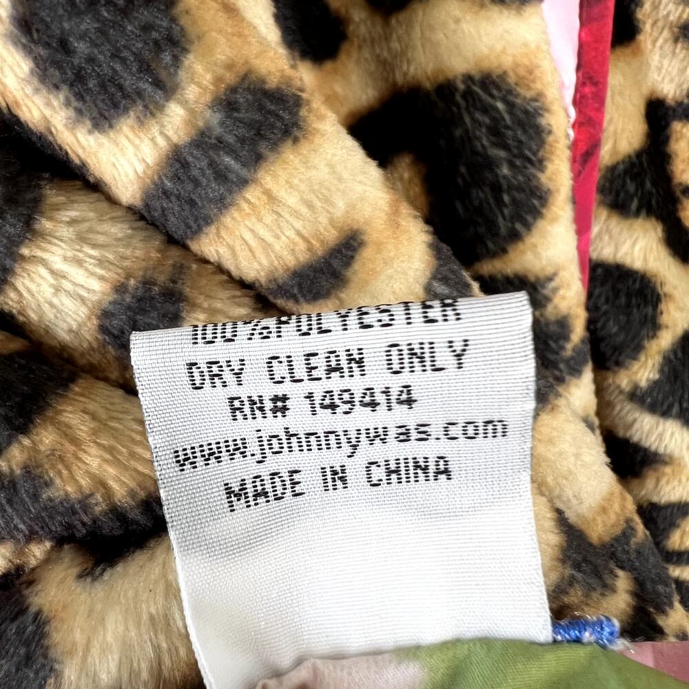 Johnny Was Vivi Puffer Jacket Reversible Floral Rose Print Leopard Faux Fur L - Picture 9 of 10